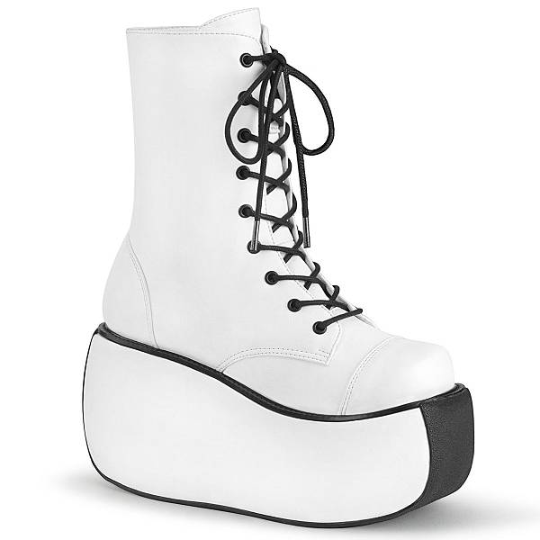 Demonia Women's Violet-120 Platform Boots - White Vegan Leather D7105-86US Clearance